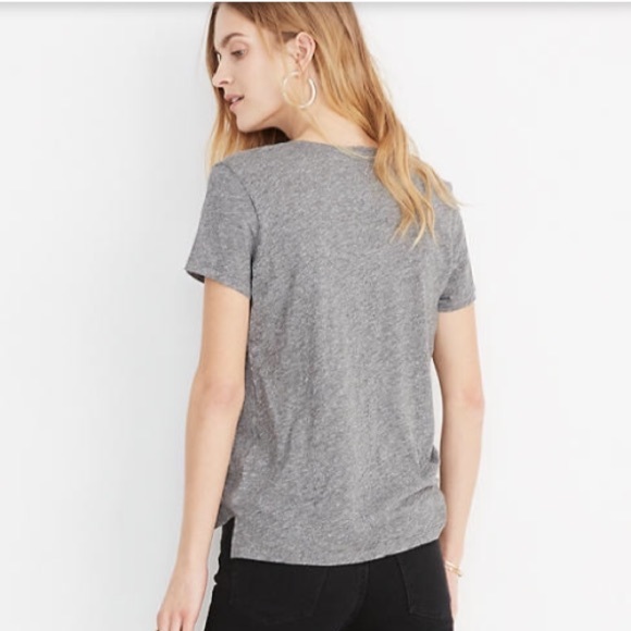 NEW Madewell Grey Whisper Cotton V-Neck Pocket Tee Size XS - Picture 4 of 12